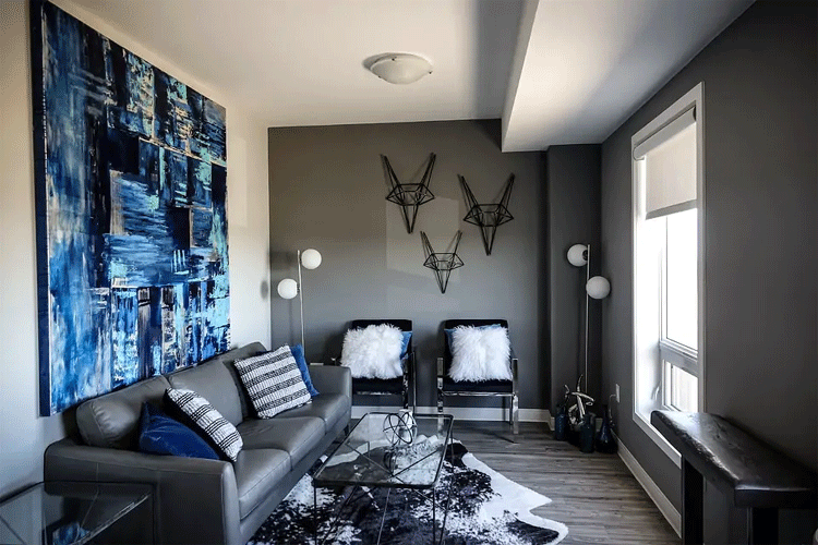 Dark Wood & Navy masculine interior design